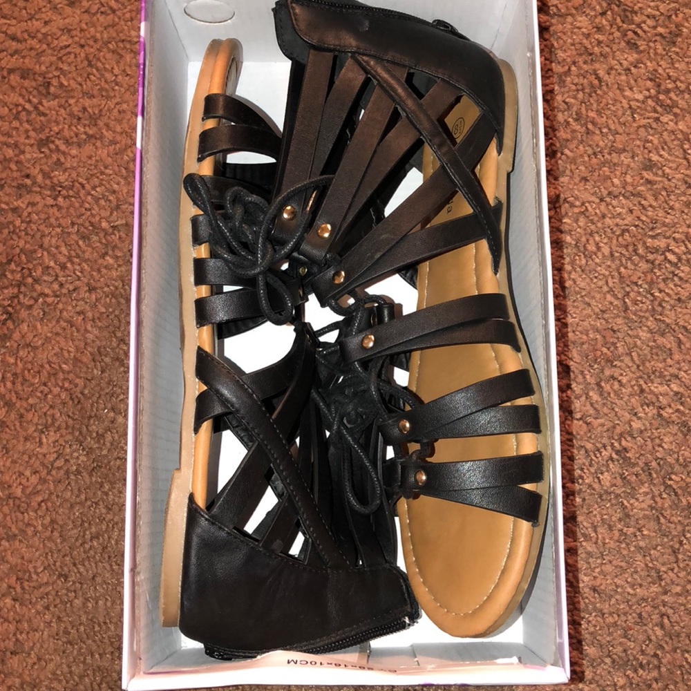 Black gladiator sandals